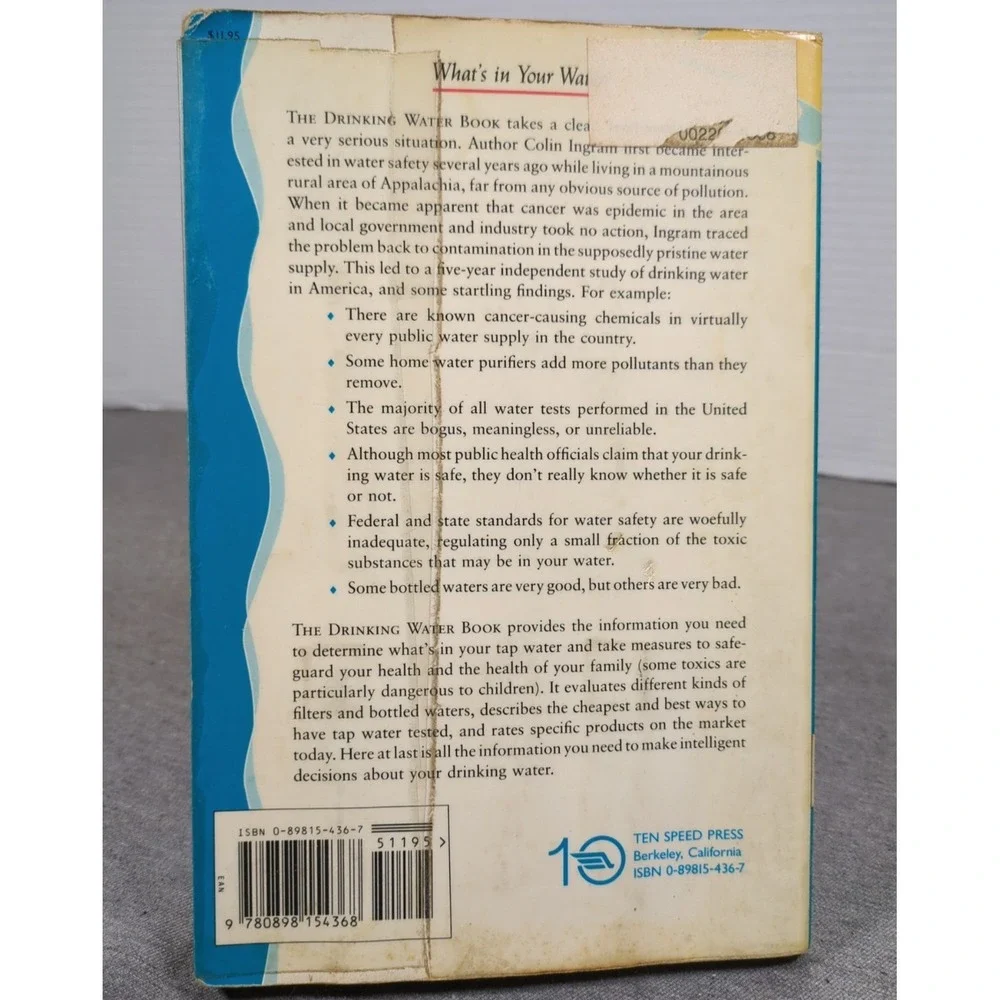 The‎ Drinking Water Book Complete Guide to Safe Drinking Water Colin Ingram 1991